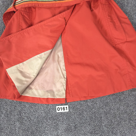 Vintage Talbots Trench Coat Womens Medium Orange Rain Jacket Short Belted - Picture 10 of 11
